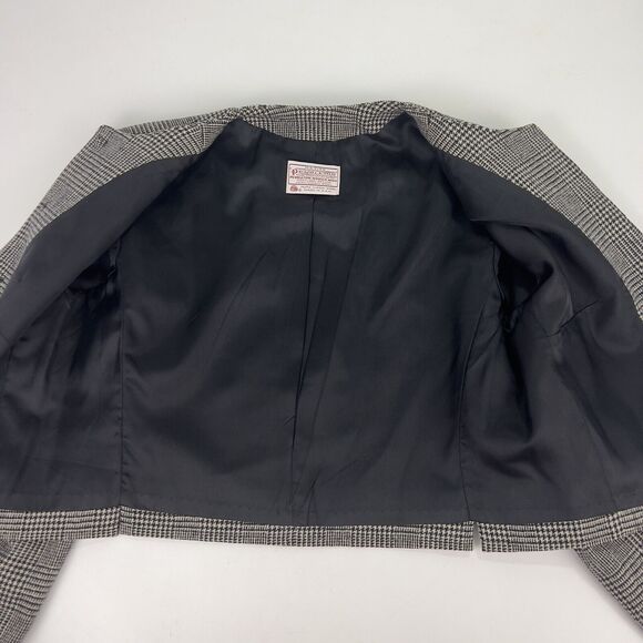 Vtg Pendleton Suit Jacket Women’s PS Black Houndstooth Plaid Cropped Slits 1960s - Picture 8 of 16